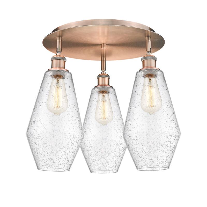 Innovations Lighting Cindyrella - 3 Light 19" Flush Mount - Antique Copper/Seedy