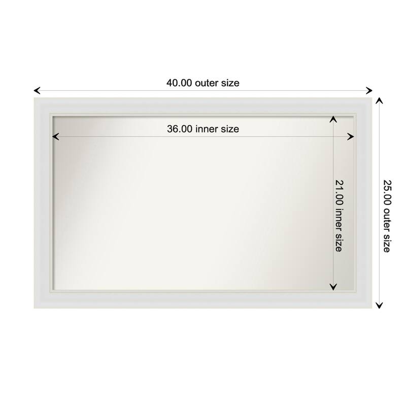 Flair Soft White Narrow Framed Non-Beveled Custom Wall Mirror, Bathroom Vanity Mirror - Outer Size: 40 x 25