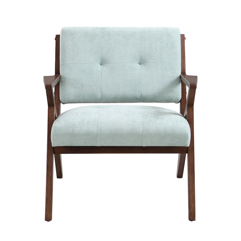 Roomfitters Mid-Century Modern Accent Chair with Plush Cushions and Solid Wood Frame, Lounge Chair for Living Room, Green