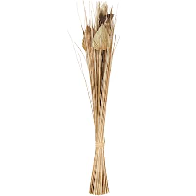 Dried Plant Pampas Grass Home Decor Natural Foliage with Fan Palm Leaves - Brown - Roche River Decor