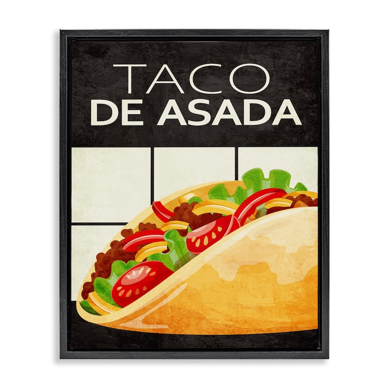 Stupell Taco Classic Meal Framed Floater Canvas Wall Art Design By Kim Allen - 17 x 21 - Black