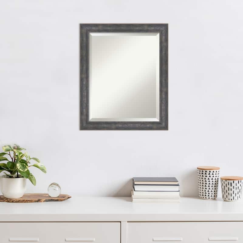 Angled Beveled Wood Framed Wall Mirror