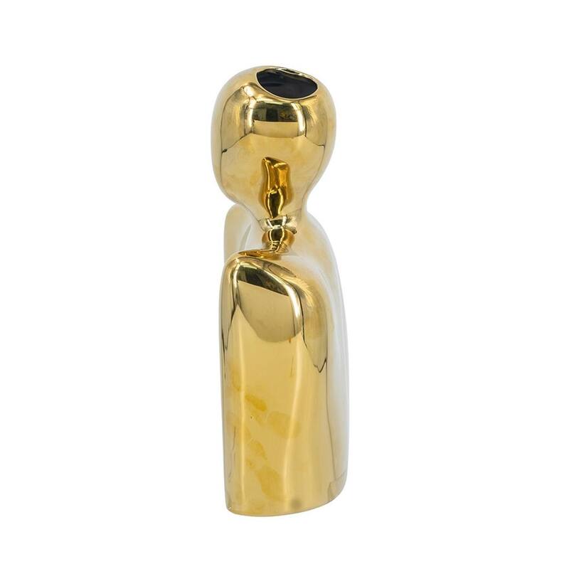 10" Gold Ceramic Modern Abstract Table Vase - 7.90
