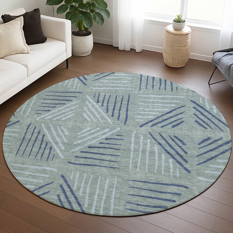 Machine Washable Indoor/ Outdoor Geo Dia Chantille Rug