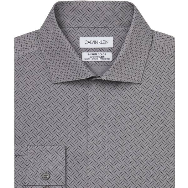 calvin klein grey dress shirt Calvin Klein Men's Multi Stretch Spread Collar Dress Shirt - Gray