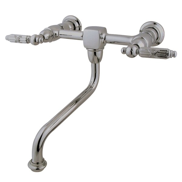 Kingston Brass KS121.GL Heritage 1.2 GPM Wall Mounted Bridge Bathroom Faucet with Metal Handles