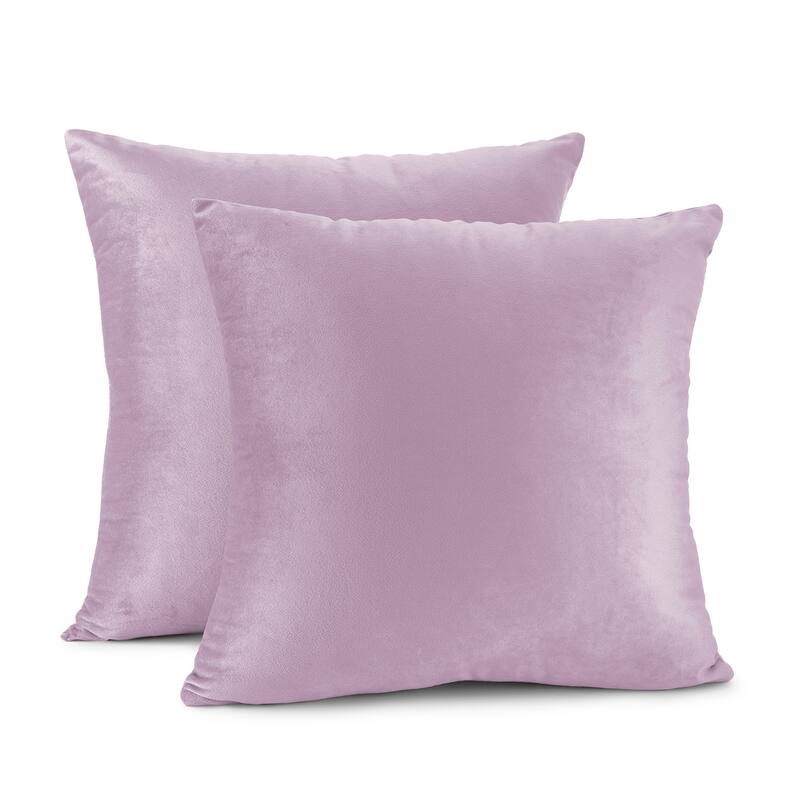 Porch & Den Cosner Microfiber Velvet Throw Pillow Covers (Set of 2) - 16" x 16" - Light Gray Lavender