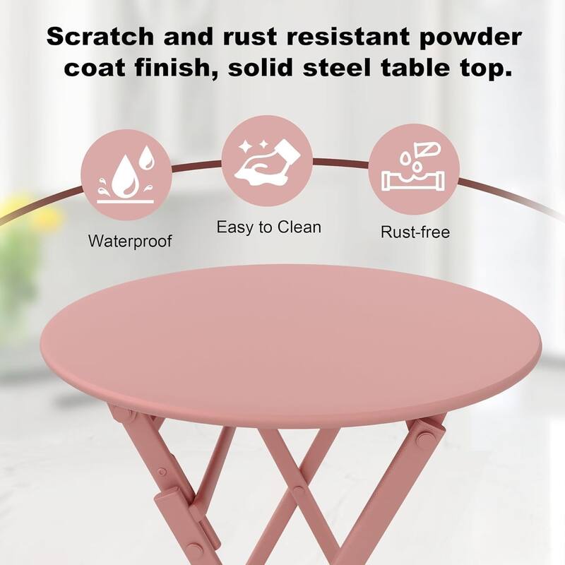 3 Pieces Patio Foldable Round Table and 2 Chairs