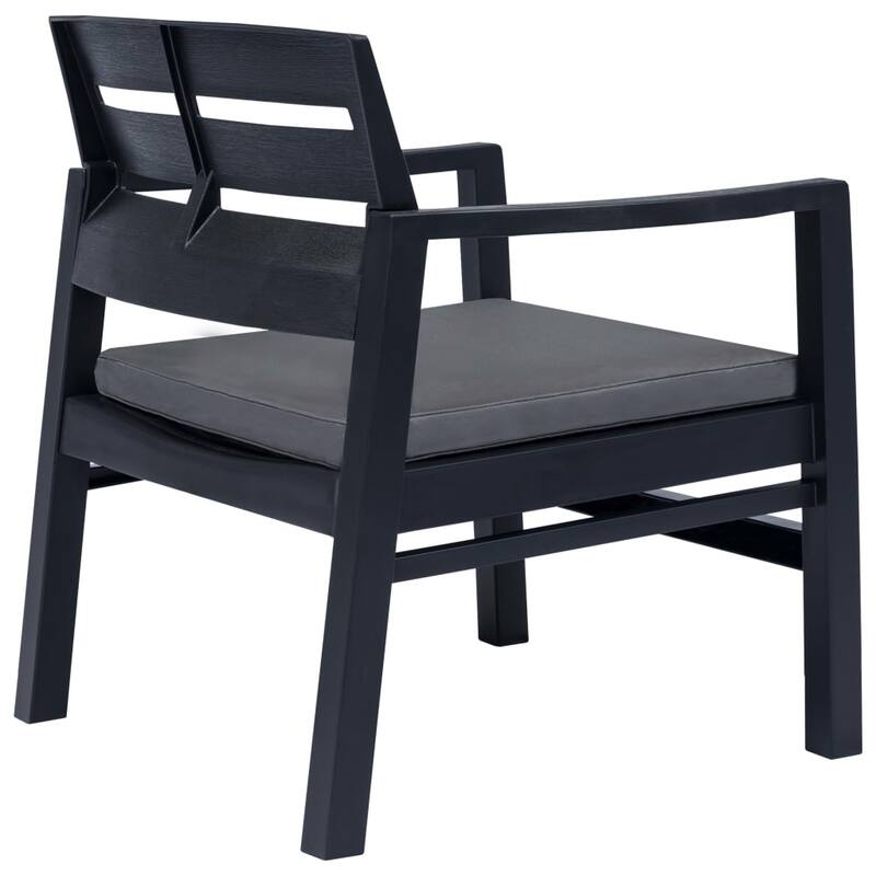 vidaXL Patio Furniture Set 4 Piece Conversation Set Table and Chairs Plastic - 30.7" x 21.7" x 15"