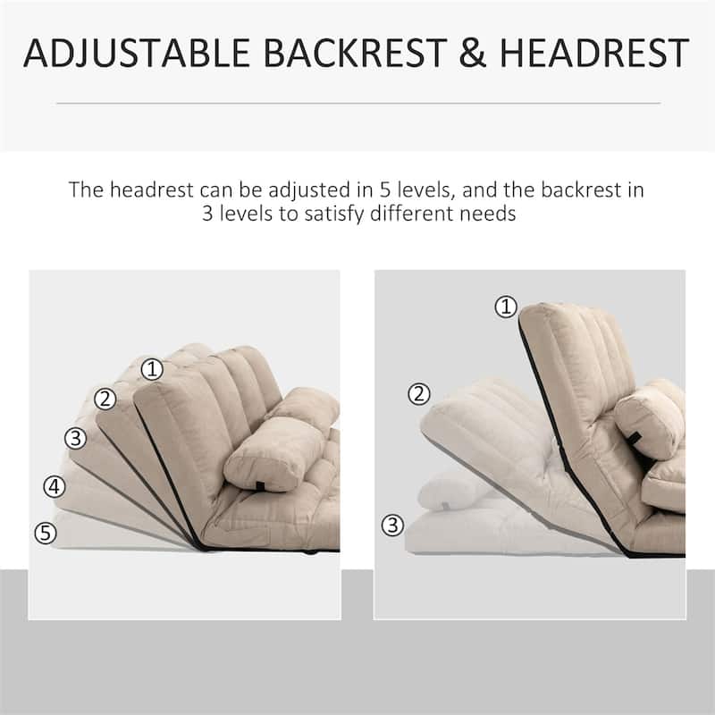 Folding Floor Sofa Chair with Pillow, Adjustable Backrest and Headrest