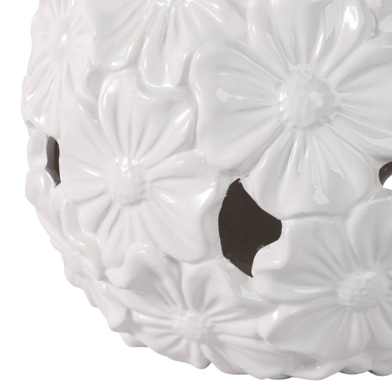 Stoneware and Porcelain Floral Sphere Decorative Garden Statuary