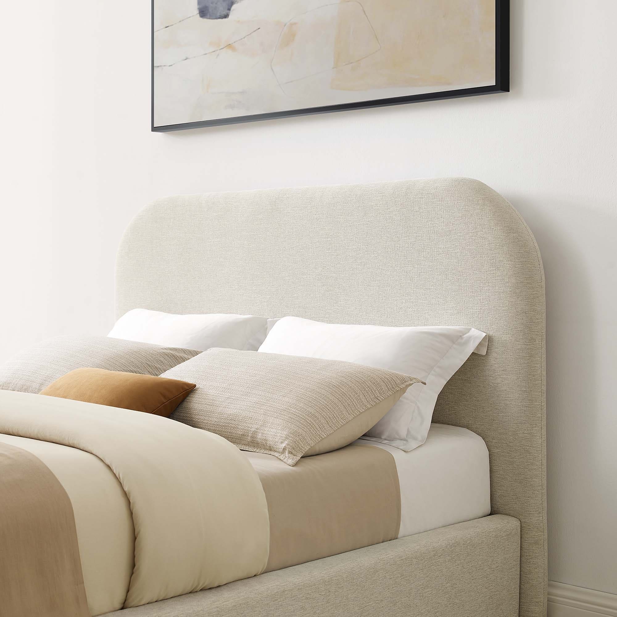 Keynote Upholstered Fabric Curved Full Platform Bed