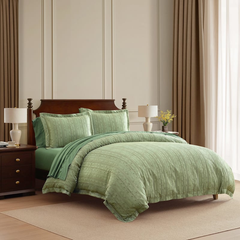 Martha By Martha Stewart Faux Bois Reversible Duvet Cover Set - Green - King