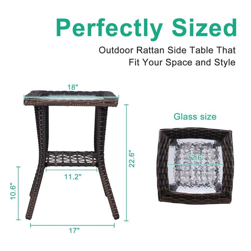 Patio 22 in. Wicker Side Table