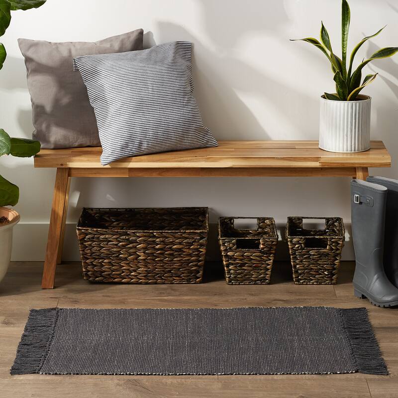 DII Gray and Off White 2-Tone Ribbed Rug 2x3 Ft - 24.0 In. L X 36.0 In. W X 0.2 In. H