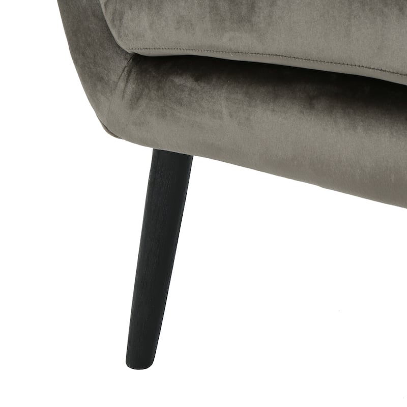 Velvet Mid-Century Armchair with Button and Tufted Wingback Design