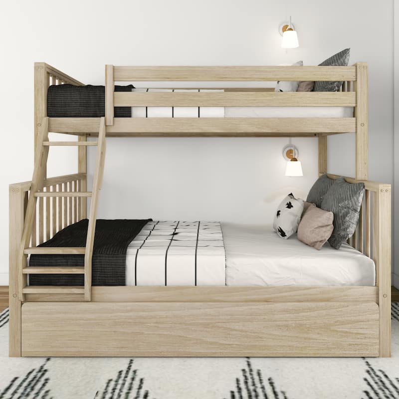 Scandinavian Twin Over Full Bunk Bed With Twin-Size Trundle