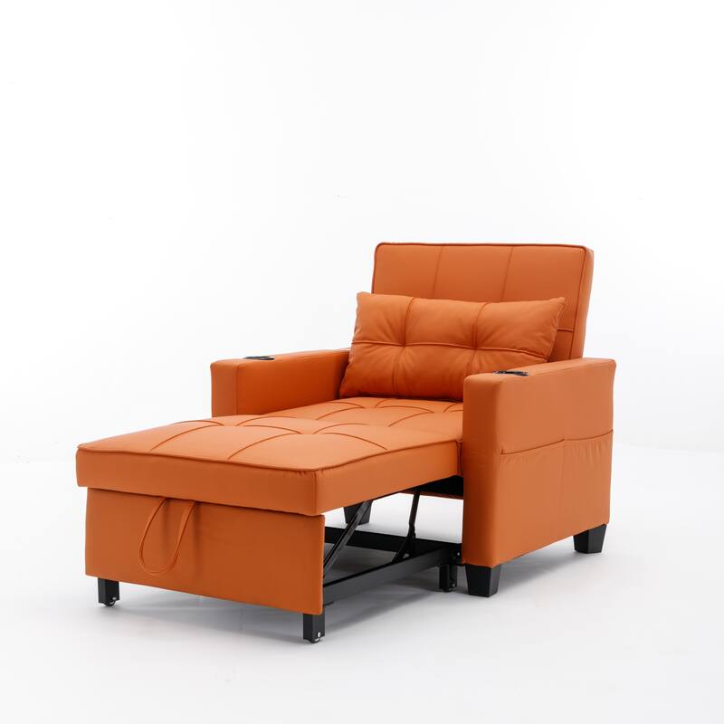Futon Chair Bed Convertible Chair 3-In-1 Pull Out Sleeper Chair Beds With Usb Ports