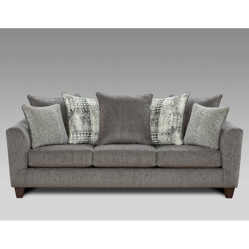 Roundhill Furniture Davoz 2-Piece Living Room Set, Sofa and Cocktail Ottoman, Tori Slate