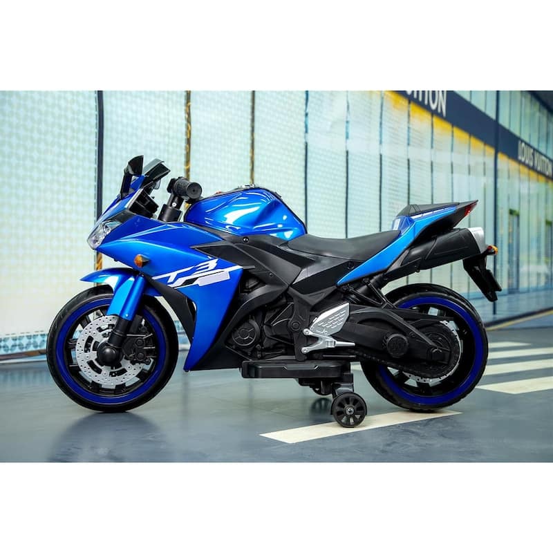 12V Kids Ride On Motorcycle,550W Electric Ride On Motorcycle with Training Wheels, Light Wheels, Manual Throttle,LED Lights
