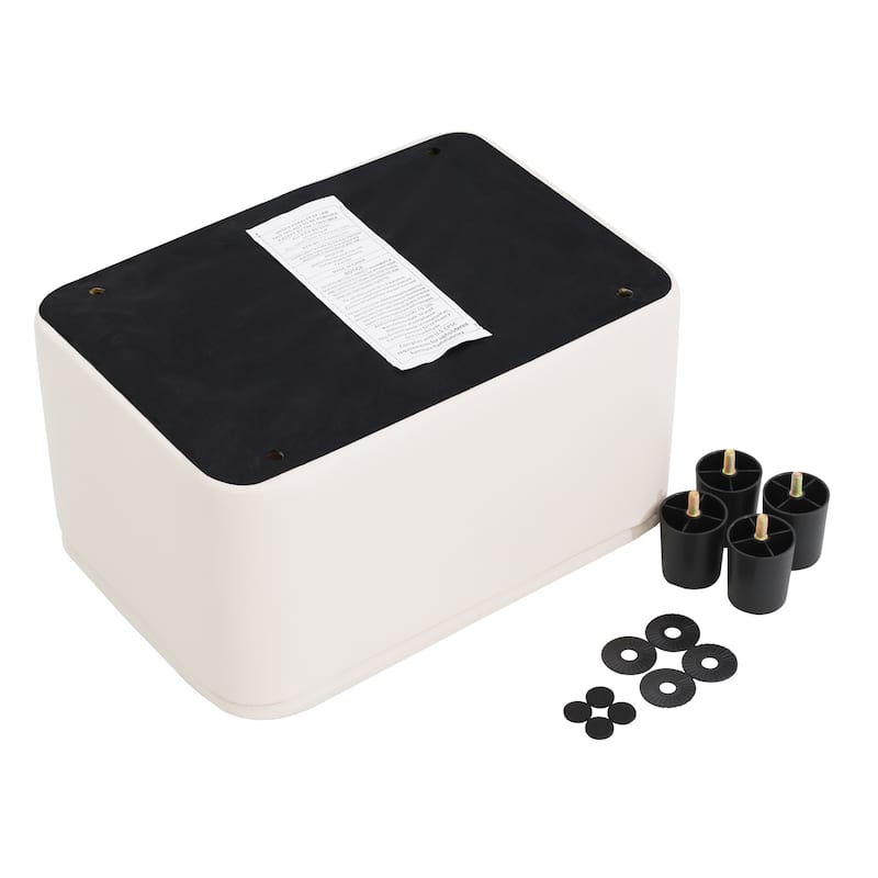 Adeco 16" Faux Leather Storage Ottoman Small Footstool