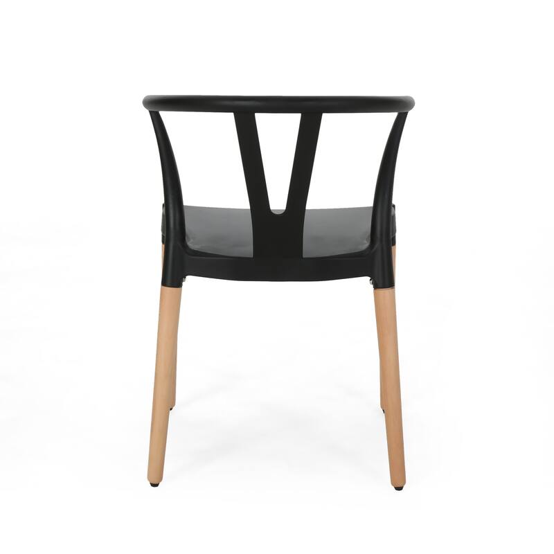 Classic Plastic Dining Chair with Special Design Open Back(Set of 2)