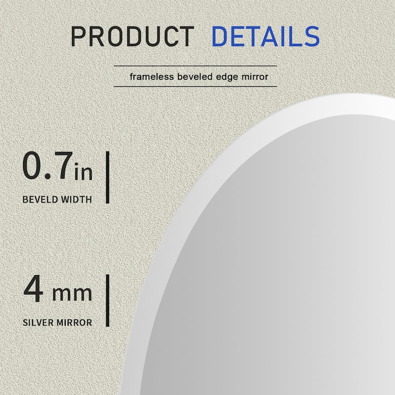 KOHROS Modern Beveled Oval Bathroom Vanity Frameless Wall Mirror
