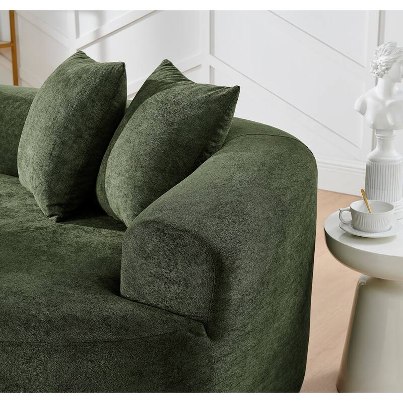 Modern Cloud 4 Seater Sectional Curved Sofa, Minimalist Compression Living Room Couch, No Assembly Needed, Chenille