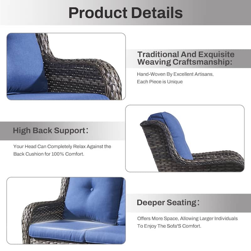 Gymojoy 2-Seat Patio Loveseat, Stylish Outdoor Sofa with Water-Resistant Olefin Cushions