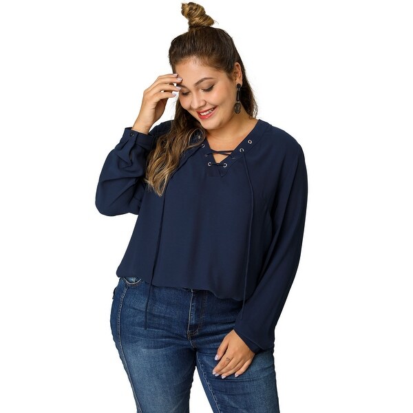 plus size lace up shirt