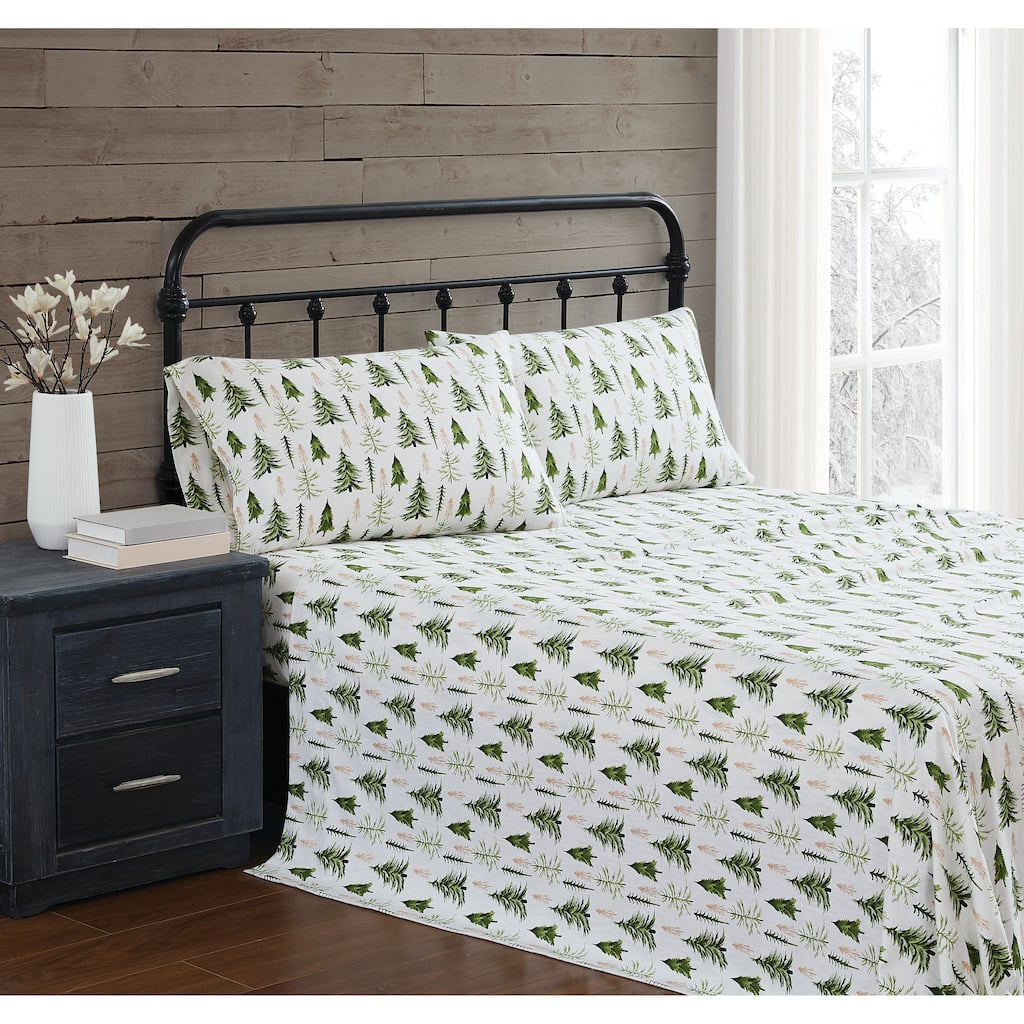 Truly Soft Printed and Solid Cotton Flannel 4 Piece Sheet Set