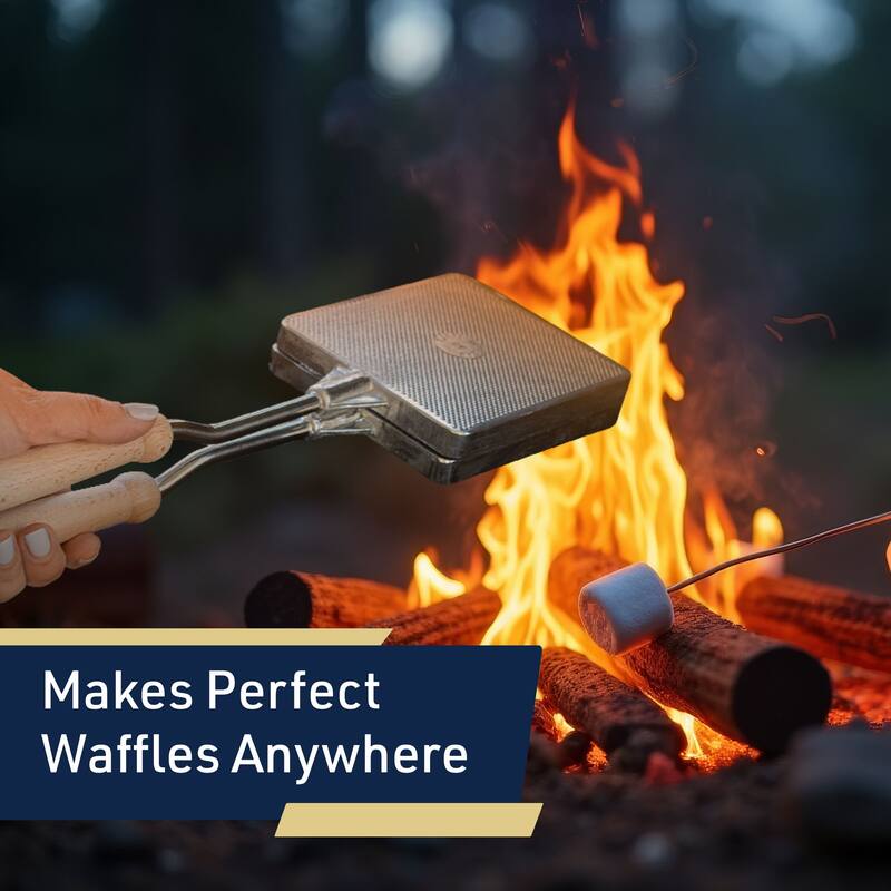 Kings County Tools Aluminum Waffle Maker for Stovetop or Campfire Cooking