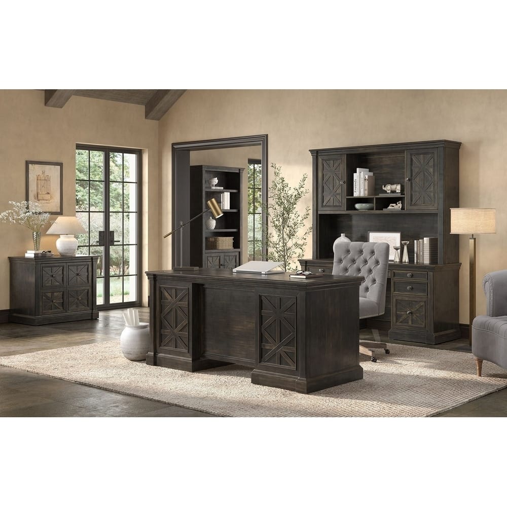 Traditional Credenza, Wood Office Desk, Writing Table, Storage Desk, Dark Brown