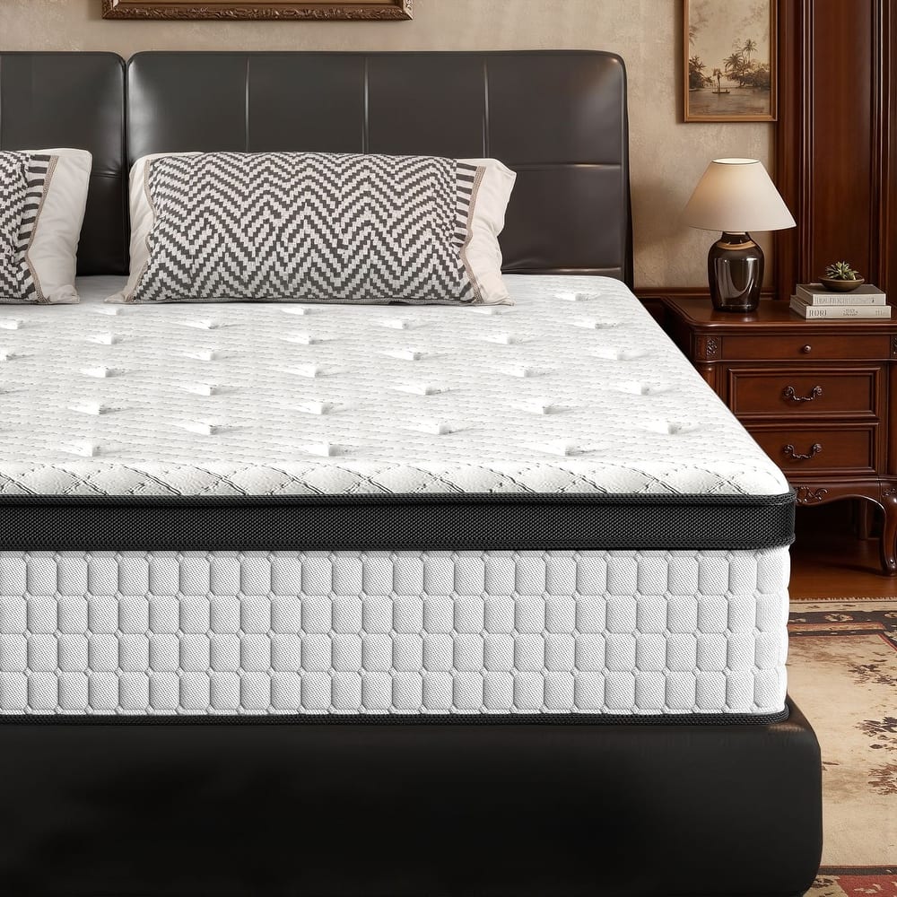 Meyreso 12-inch Hybrid Mattress with Memory Foam Comfort & Individually Wrapped Coils