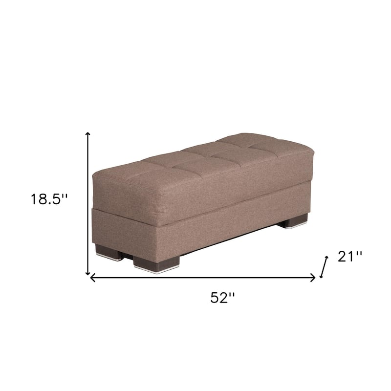HomeRoots 52" Brown Chenille Tufted Storage Ottoman