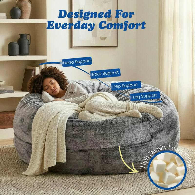 Sealy® Bala Faux Fur Corduroy 5ft Foam Bean Bag Lounger