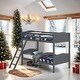 preview thumbnail 1 of 6, Twin over Twin Bunk Bed with Camelback Headboard & Guardrails, Grey