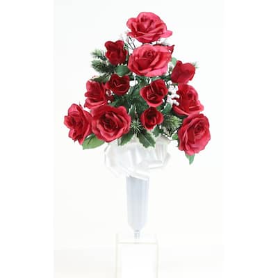 Memorial Christmas Rose & Holly Cemetery Vase - N/A