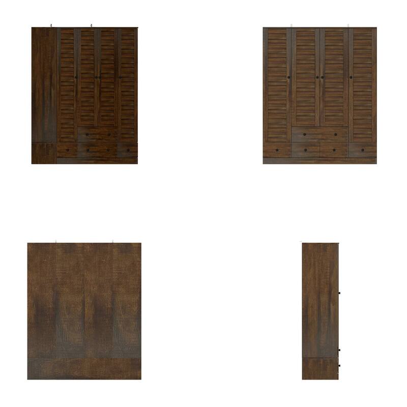 Modern 4-Door Wood Bedroom Armoire in White Closet Cabinet Wardrobe