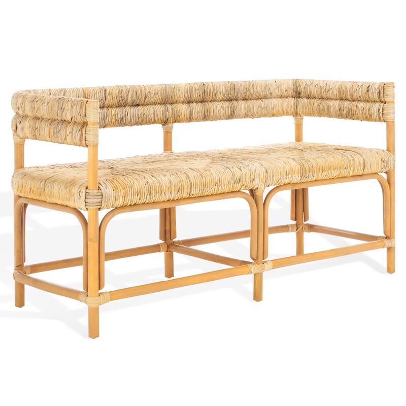 SAFAVIEH Couture Elexa Tropical Banana Woven Bench, Fully Assembled - 54"W x 21"D x 28"H
