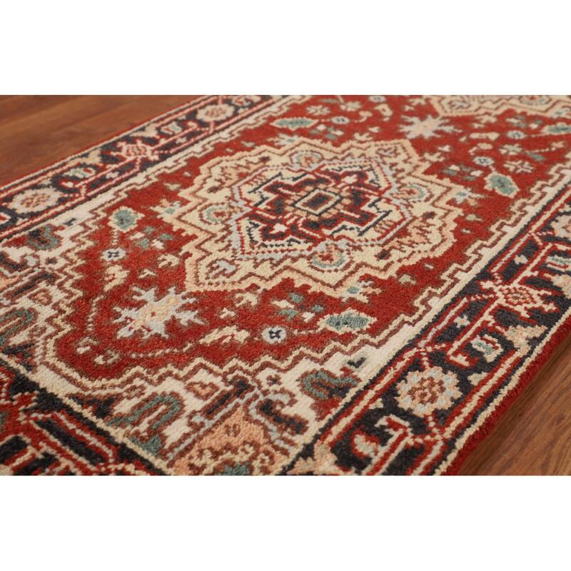Geometric Heriz Serapi Oriental Foyer Rug Handmade Wool Carpet - 2'6"x 5'9"