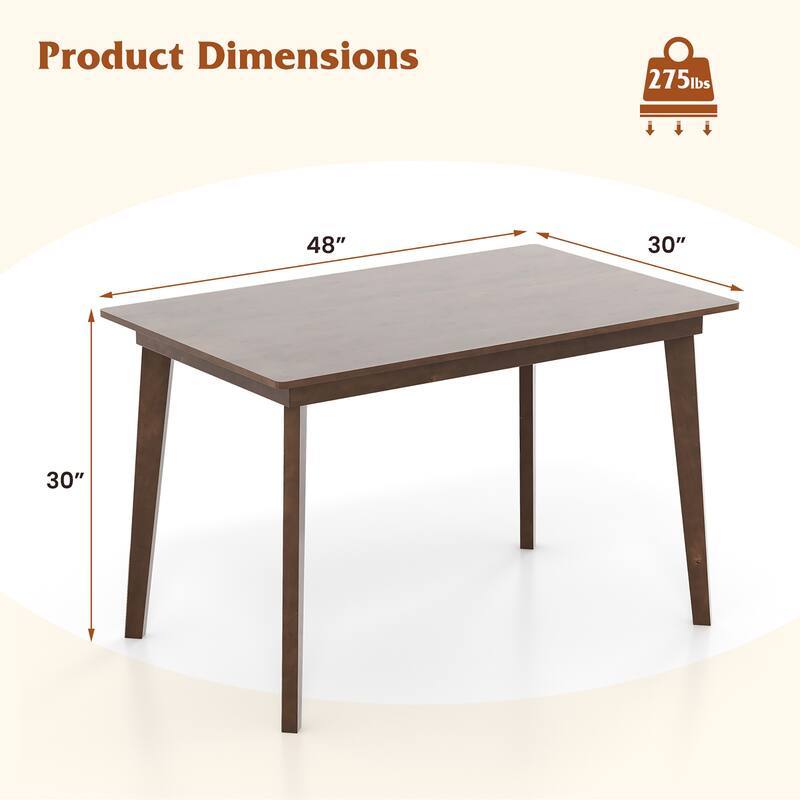 Gymax 48'' Wooden Dining Table for 4 People w/ Rubber Wood Legs for