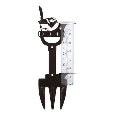 La Crosse Bird/Shovel Metal Rain Gauge with 5" Glass Tube