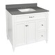 preview thumbnail 95 of 109, Vail 37" Bathroom Vanity with Cultured Marble Top Sink w/ Backsplash in White with White Basin