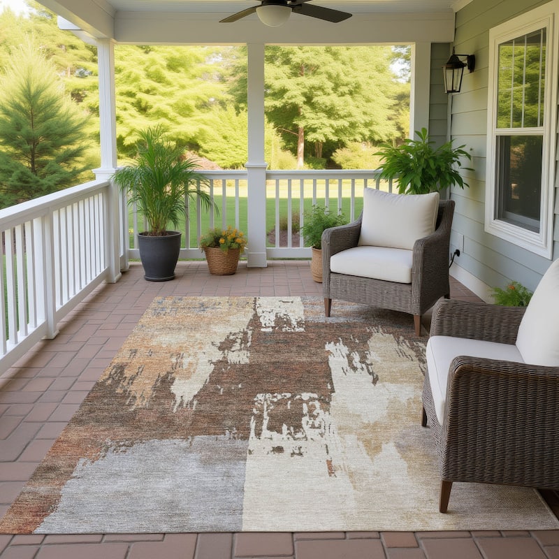 Machine Washable Indoor/ Outdoor Contemporary Fusion Chantille Rug