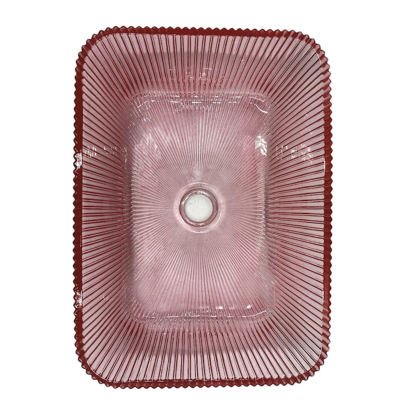 Charlie 18" Rectangle Decorative Crystal Vessel Sinks With White Base