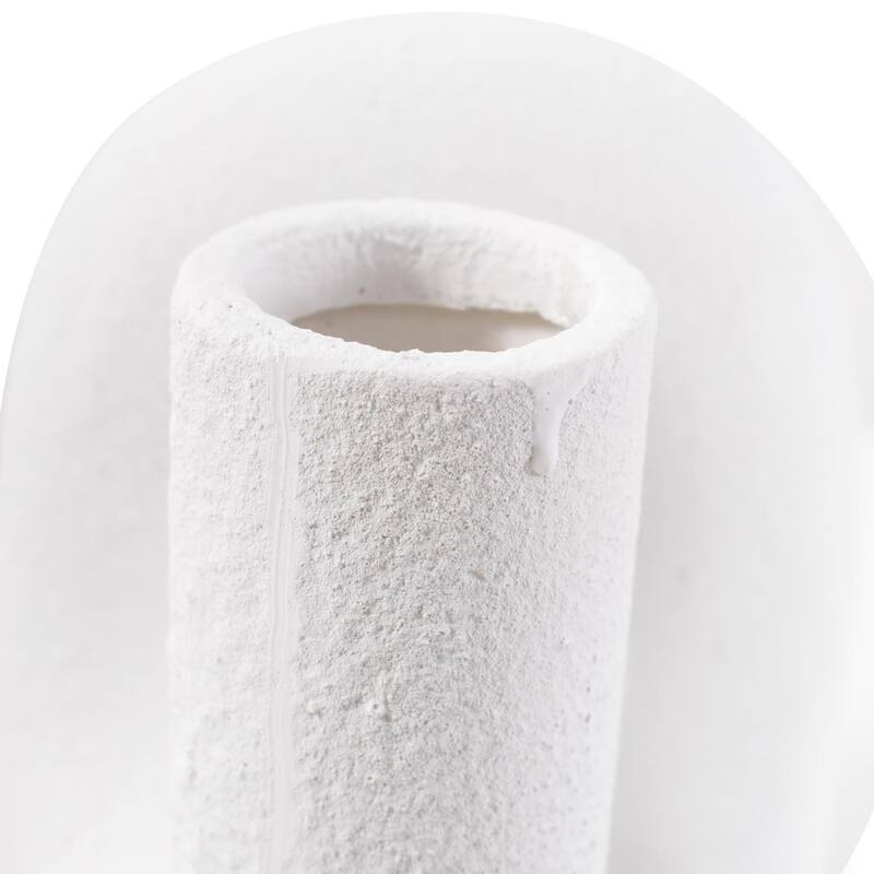 White Abstract Curved Tube Vase Tall