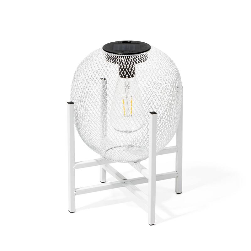 Glitzhome Metal Mesh Solar Powered Waterproof Outdoor Lanterns with Stand