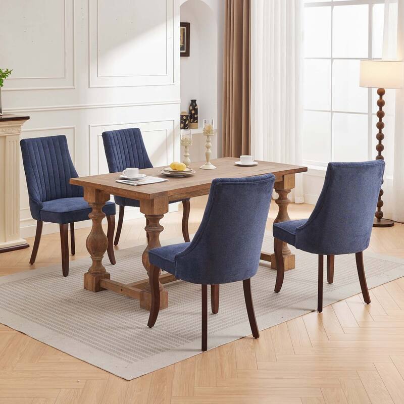 Linen Dining Chairs Channel Kitchen Dinner Chair,Set of 2
