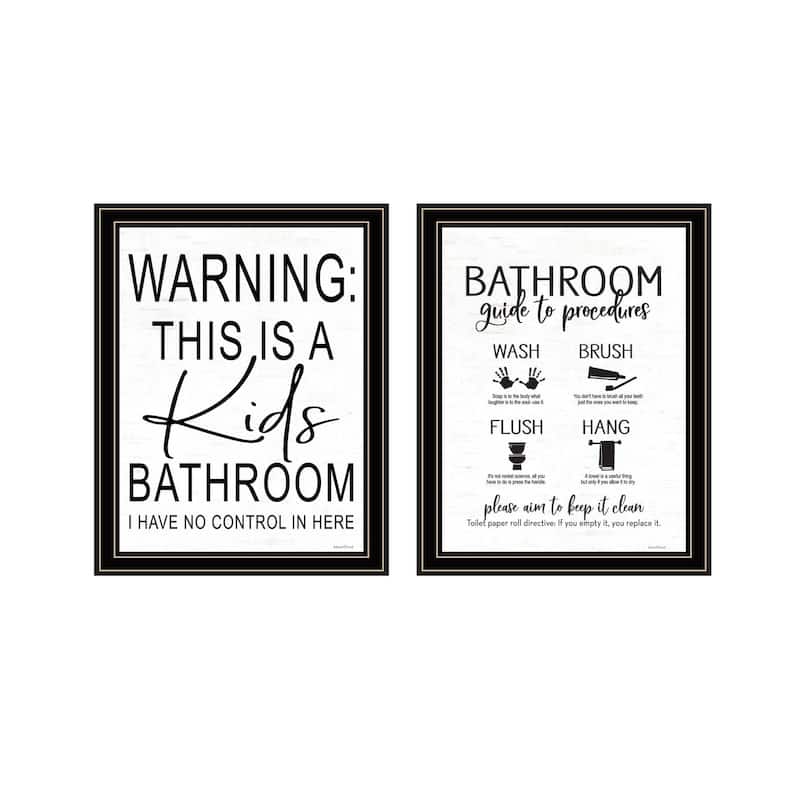 Trendy Decor 4U "Bathroom Guide to Procedures" Printed Framed Wall Art by Lettered & Lined - Black - 14 x 18